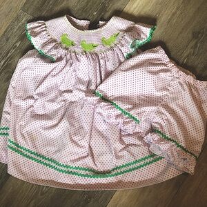 5t Polka Dot Alligator Smocked Dress with Shorts